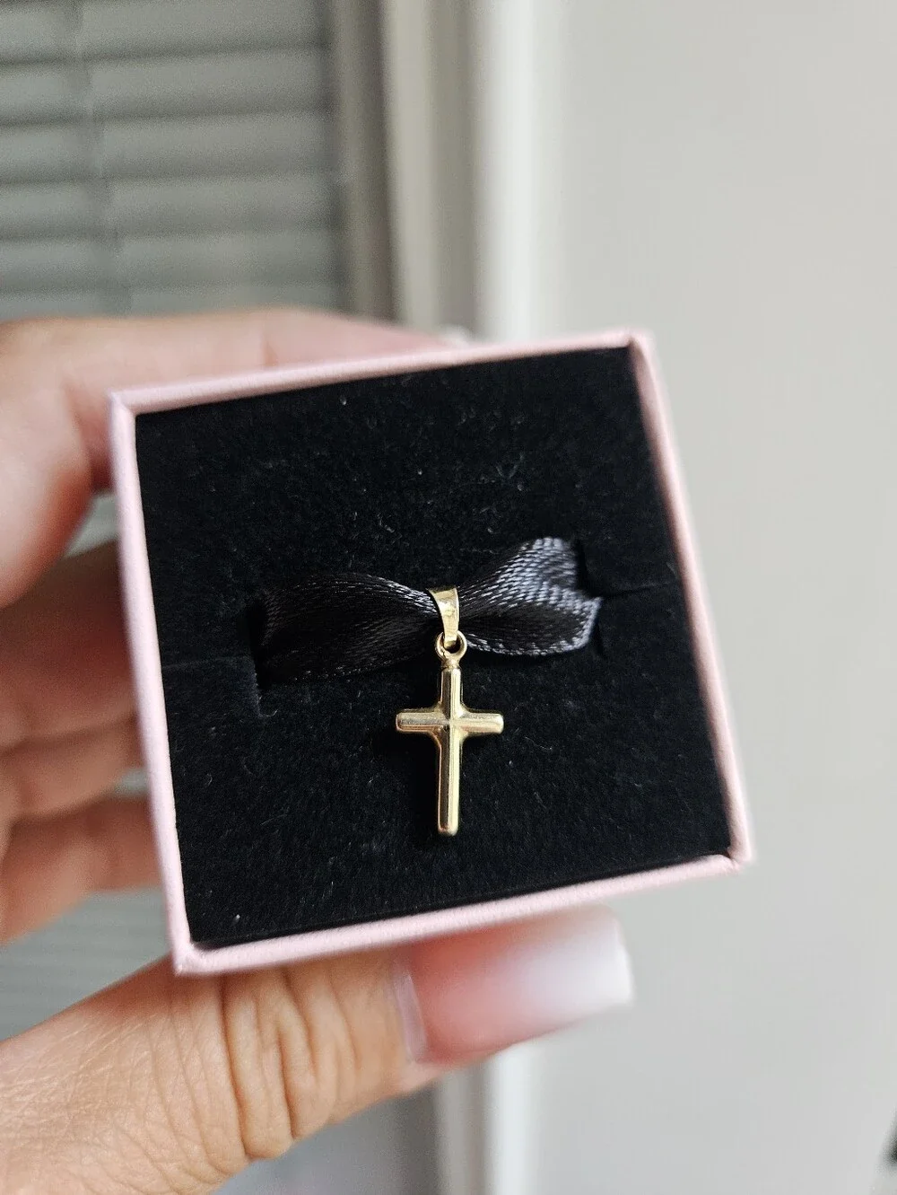 Vintage Solid 14k Yellow Gold Tiny Cross Pendant
